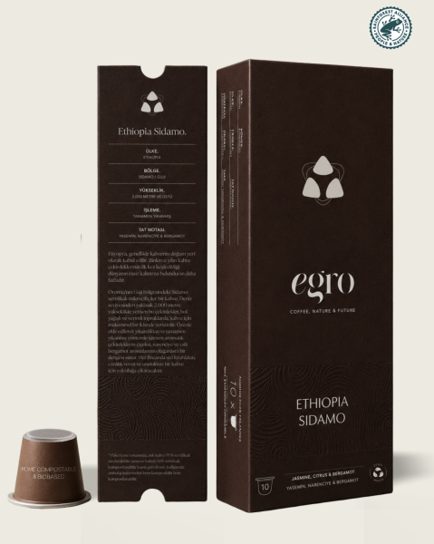 Ethiopia, Sidamo I Nespresso® Uyumlu Evde-Kompostlanabilir Kapsül Kahve x 10 Adet