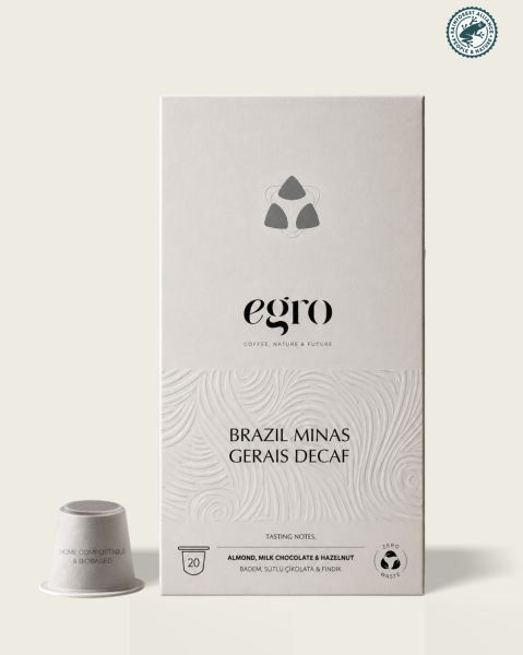Brazil, Minas Gerais Decaf (Kafeinsiz) I Nespresso® Uyumlu Evde-Kompostlanabilir Kapsül Kahve x 20 Adet